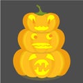 Halloween pumpkin emoji set on grey. Orange funny cartoons art design element object isolated Royalty Free Stock Photo